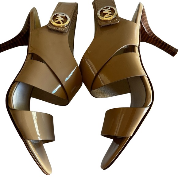 MICHAEL KORS JOSSELLE OPEN TOE WOMANS CAMEL LEATHER SHOE SZ 7M - Picture 8 of 13